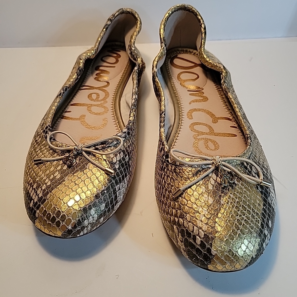 Sam Edelman Metallic Snake Print Flats - Picture 2 of 12